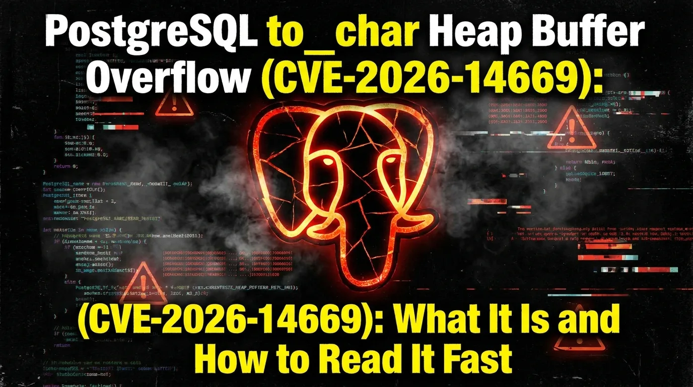 PostgreSQL to_char Heap Buffer Overflow (CVE-2026-14669): What It Is and How to Read It Fast
